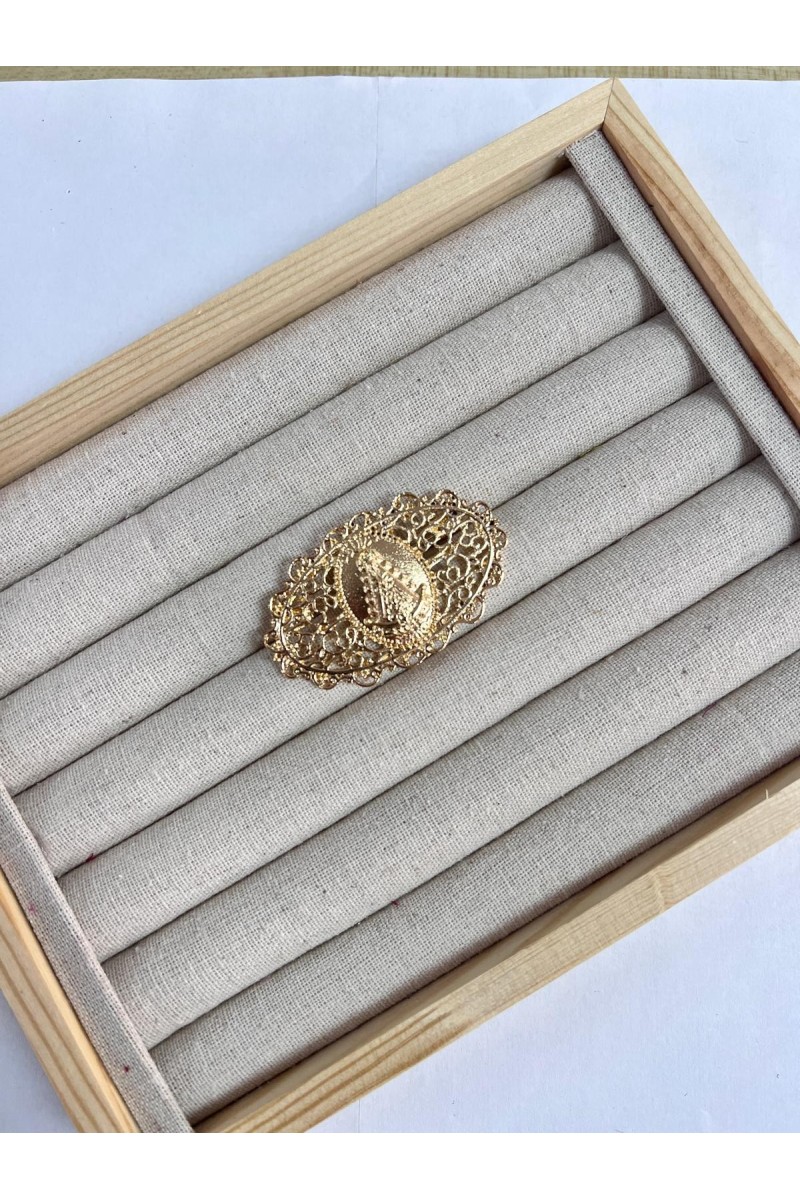 Broche VIRGEN DEL ROCÍO, dorado y calado