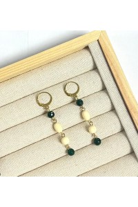 Pendientes dorados CRIOLLA BOLITAS, hueso, verde. Hipoalergénico