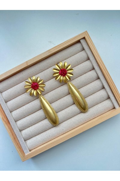Pendientes dorado,buganvilla,FORTUNA  LAGRIMA Exclusivos PURA FLAMENCA