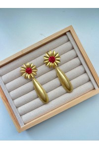 Pendientes dorado,buganvilla,FORTUNA  LAGRIMA Exclusivos PURA FLAMENCA