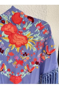 Mantoncillo REVUELO azul ducado y naranja coral