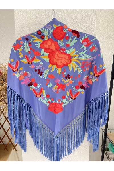 Mantoncillo REVUELO azul ducado y naranja coral