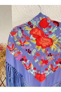 Mantoncillo REVUELO azul ducado y naranja coral
