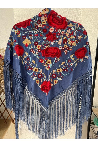 Mantoncillo ROSASROJAS azul ducado  y rojo