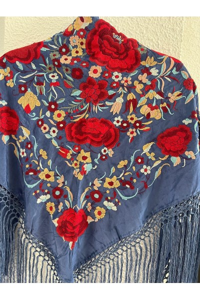 Mantoncillo ROSASROJAS azul ducado  y rojo