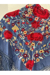 Mantoncillo ROSASROJAS azul ducado  y rojo