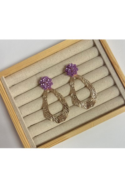 Pendientes FLORA lila dorados