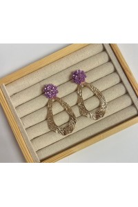 Pendientes FLORA lila dorados