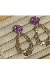 Pendientes FLORA lila dorados