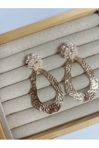Pendientes FLORA nácar dorados