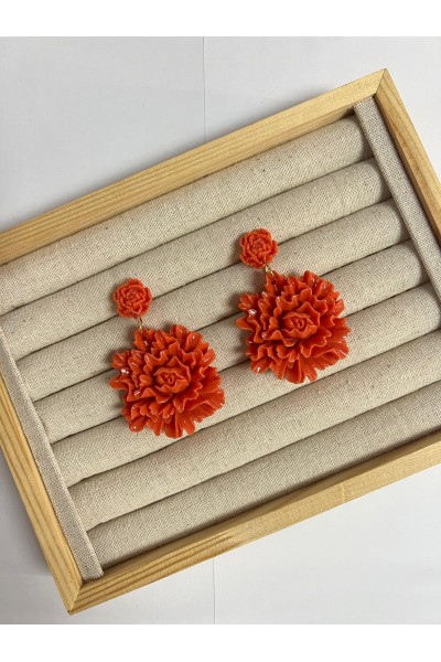 Pendientes FLOR CORAL con forma de clavel