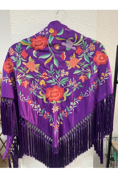 Mantoncillo de flamenca ROMERAL morado y coral