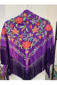 Mantoncillo de flamenca ROMERAL morado y coral