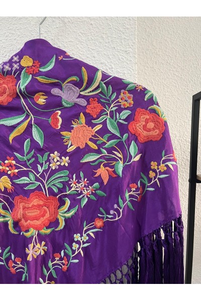 Mantoncillo de flamenca ROMERAL morado y coral