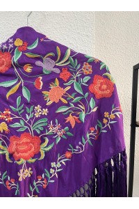Mantoncillo de flamenca ROMERAL morado y coral