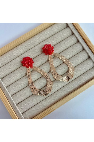 Pendientes FLORA coral y dorados