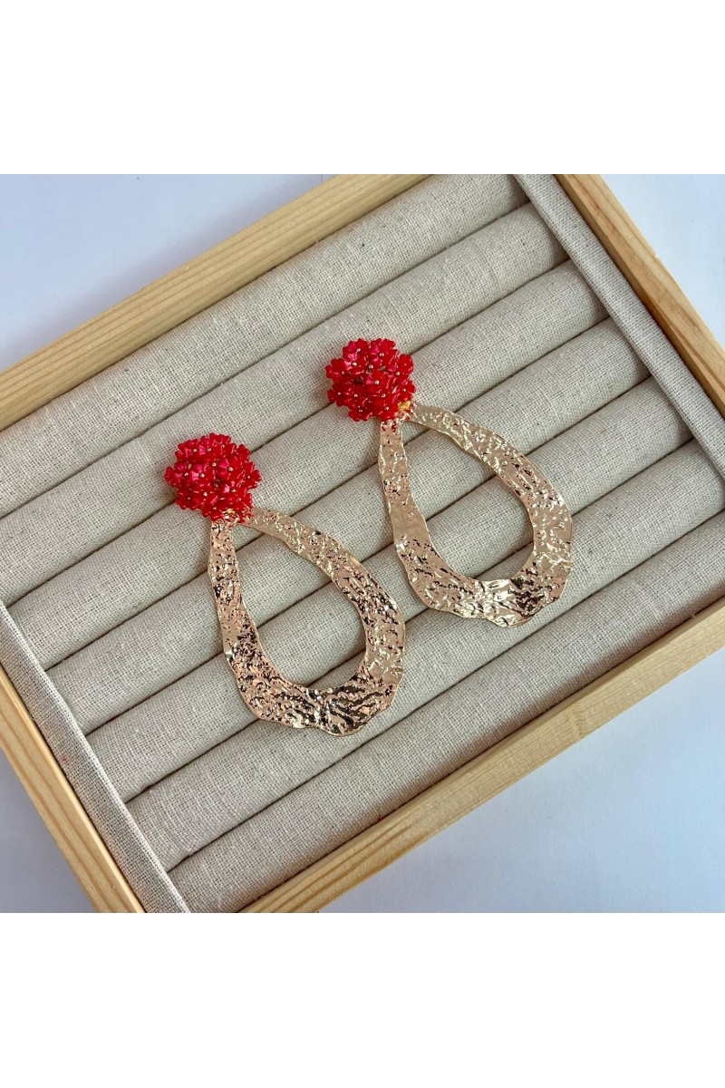 Pendientes FLORA coral y dorados Pendientes FLORA coral y dorados