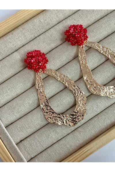 Pendientes FLORA coral y dorados