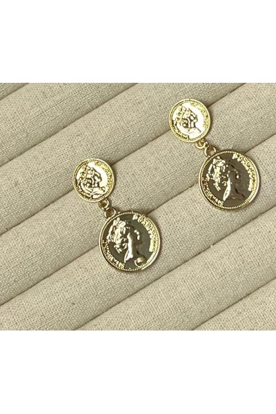 Pendientes MONEDITA dorados, pequeños y hioalergénicos