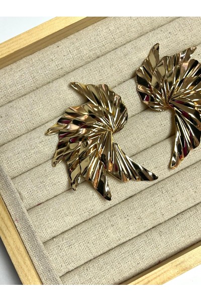 Pendientes dorados PALMERA. Hipoalergénico
