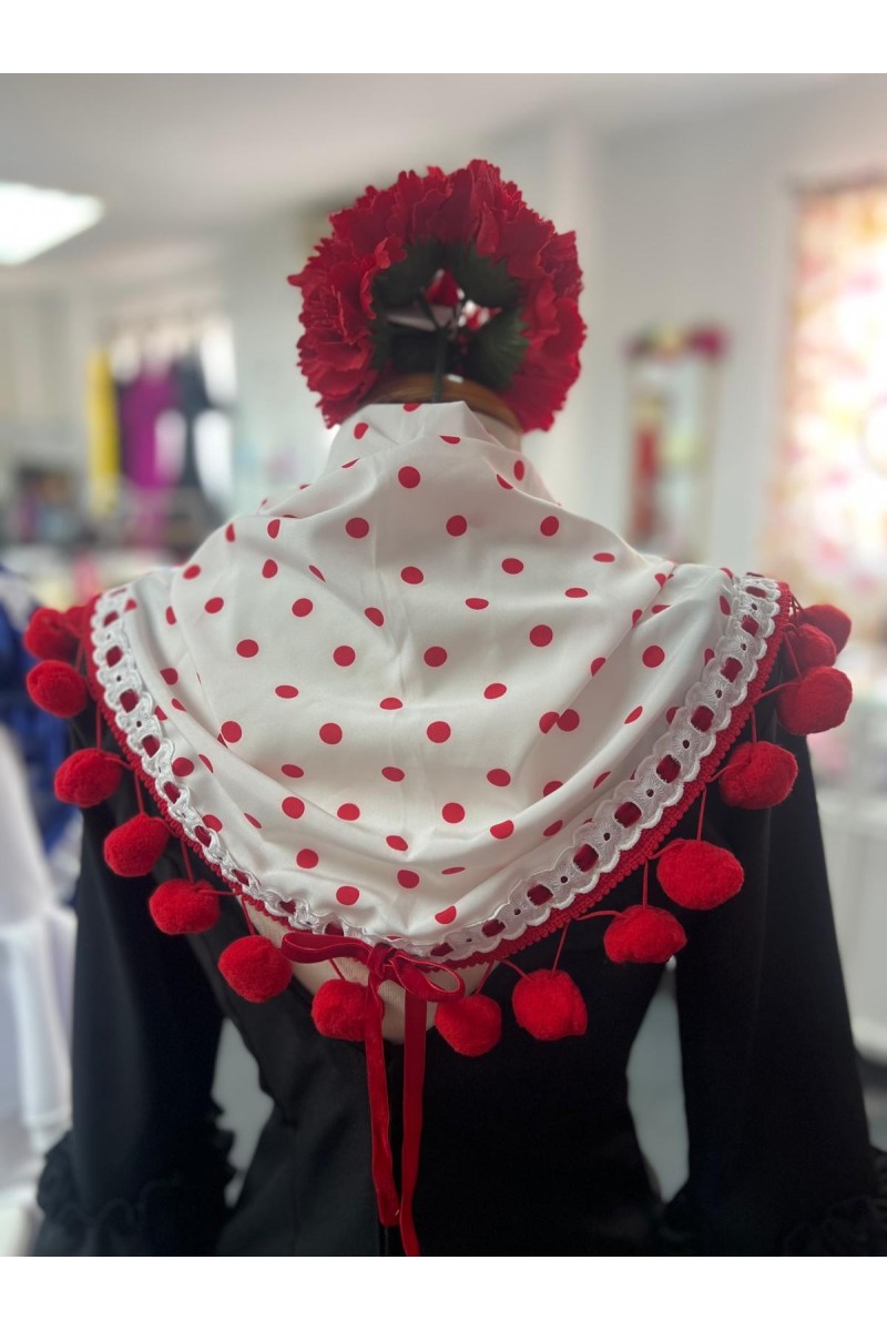 Pico flamenca LOLITA blanco lunar rojo. Exclusivo PURA FLAMENCA