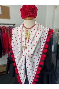 Pico flamenca LOLITA blanco lunar rojo. Exclusivo PURA FLAMENCA