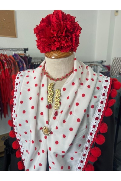 Pico flamenca LOLITA blanco lunar rojo. Exclusivo PURA FLAMENCA