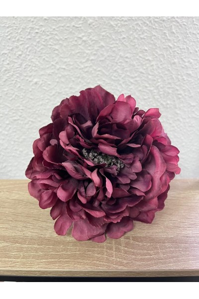 PEONIA malva oscuro de tela de 15 cm