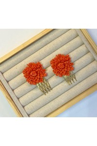 Peinecillo FLOR CORAL con forma de clavel