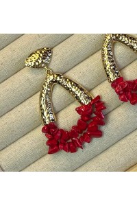 Pendientes CORAL ROJO y dorado