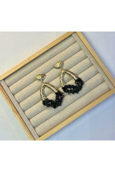 Pendientes CORAL NEGROS y dorado