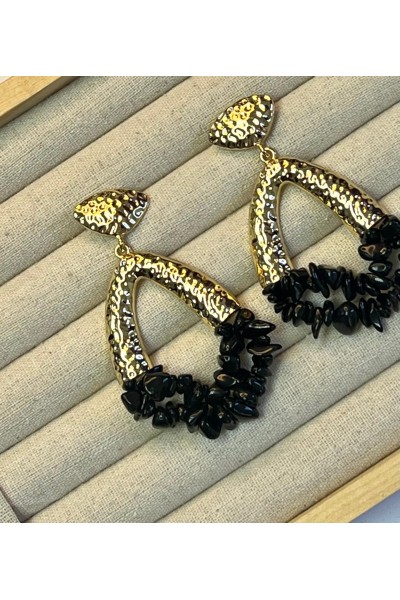 Pendientes CORAL NEGROS y dorado