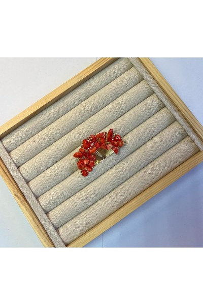 Broche dorado ABANICO CORAL