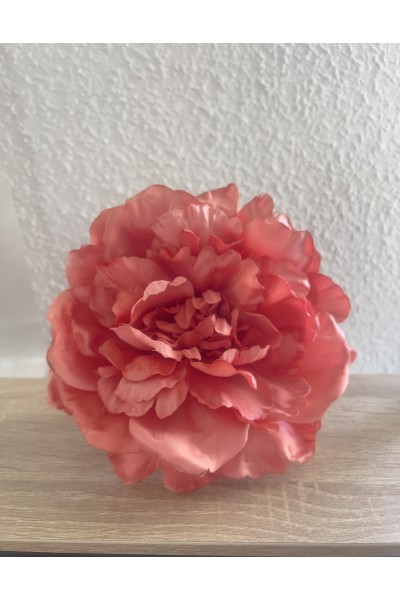 Peonía maxi CORAL de tela 14 cm.