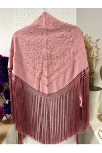 Mantoncillo PERALTA rosa nude, flecado esterilla, fleco extra largo !!