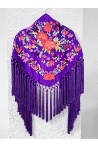 Mantoncillo niña REVUELO Morado y Naranja Seda Flecado