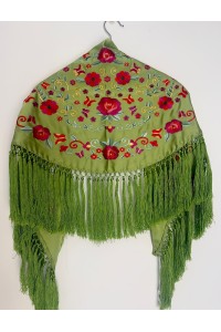 Mantoncillo de flamenca de niña AZUCENA verde lima, seda y viscosa