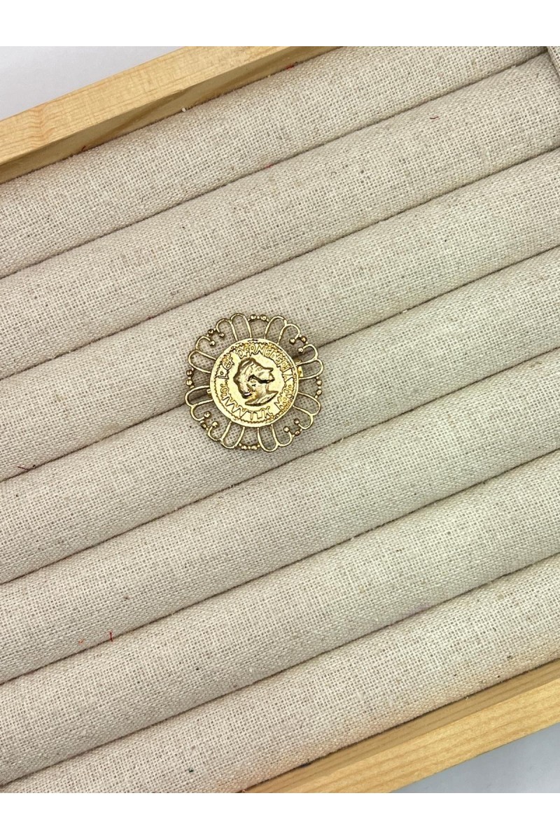 Broche MONEDA CALADA dorada