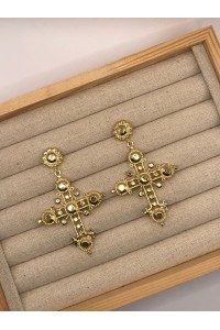 Pendientes CRUZ DORADA, cierre a presión, hipoalergénicos