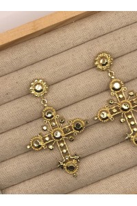 Pendientes CRUZ DORADA, cierre a presión, hipoalergénicos