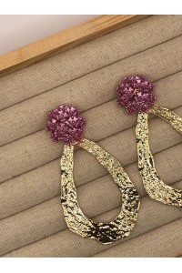 Pendientes FLORA dorado y malva, cierre a presión, hipoalergénicos