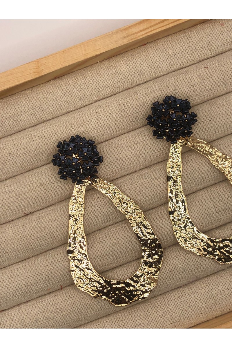 Pendientes FLORA dorados, con cabezal en negro