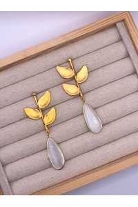 Pendientes VÉRTIGO chapado oro mate, cristal blanco, hipoalergénicos