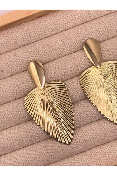 Pendientes PALMERA dorados, cabezal liso, hipoalergénicos