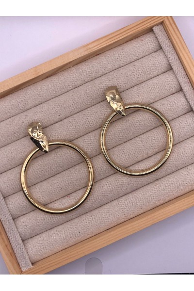 Pendientes ARO LISO dorado, cabezal ondulado y aro liso, hipoalergénic