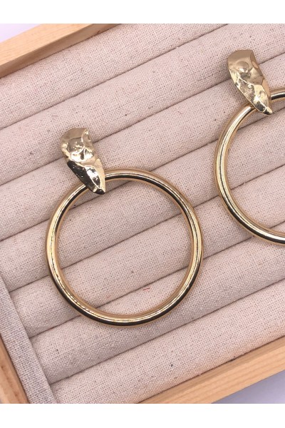 Pendientes ARO LISO dorado, cabezal ondulado y aro liso, hipoalergénic