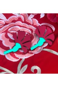 Pendientes CLAVEL cristal e rojo y verde, hipoalergénicos