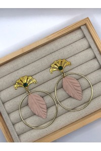 Pendientes HOJA NUDE dorados, hoja terciopelo, hipoalergénicos.