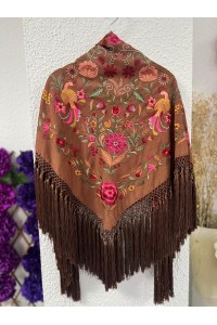 Mantoncillo cuadrado PUREZA marrón chocolate, seda, artesanal