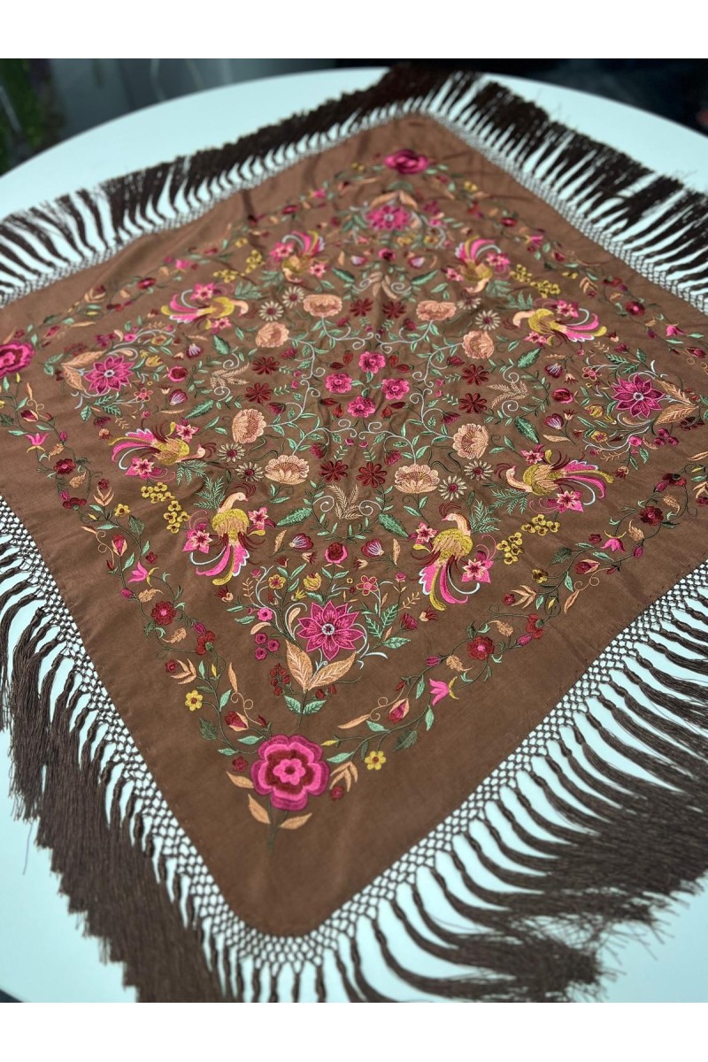 Mantoncillo cuadrado PUREZA marrón chocolate, seda, artesanal